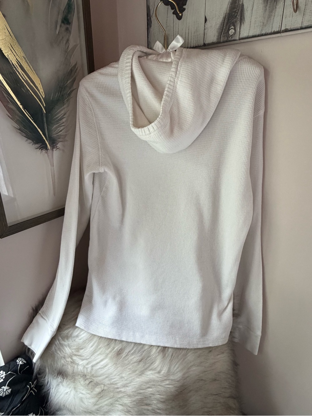 Polo Ralph Lauren Waffle-knit Cotton Hoodie-White $89 MSRP - Picture 7 of 13